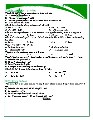 Kiểm tra Chương I Hình học 6 - Đề số 3 (Có đáp án)